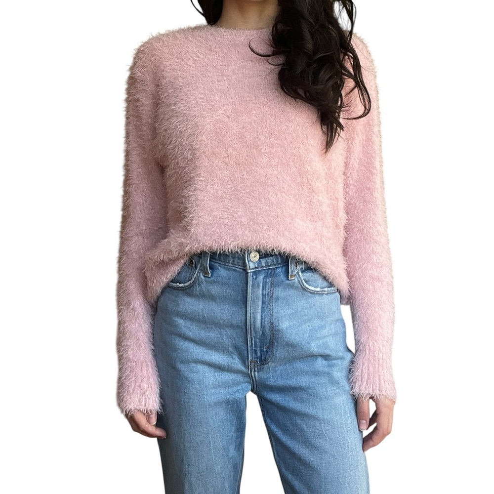 H&M Women’s Pink Long Sleeve Warm Fuzzy Sweater